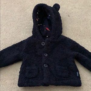 Baby GAP unisex furry navy jacket 0-3 months